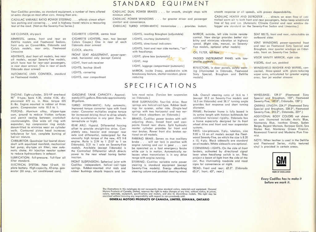 1968 Cadillac Canadian Brochure Page 10